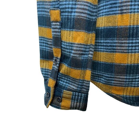 Columbia Mens Yellow Blue Plaid Cotton Button-Up Flannel Shirt Regular Fit M - Picture 5 of 8